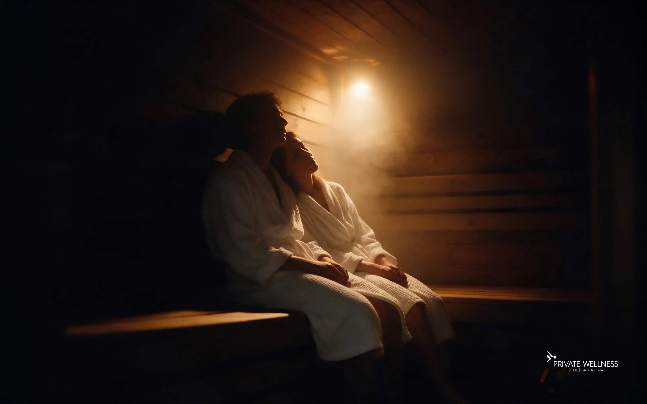 couple relaxing together in a private sauna on a spa day for two near Birmingham